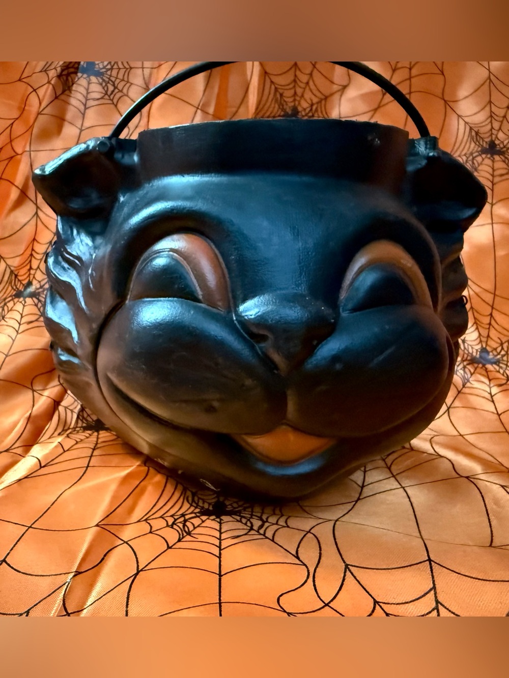 🔥Vintage 1970s Halloween Empire Black Cat Blow Mold Decorative Prop